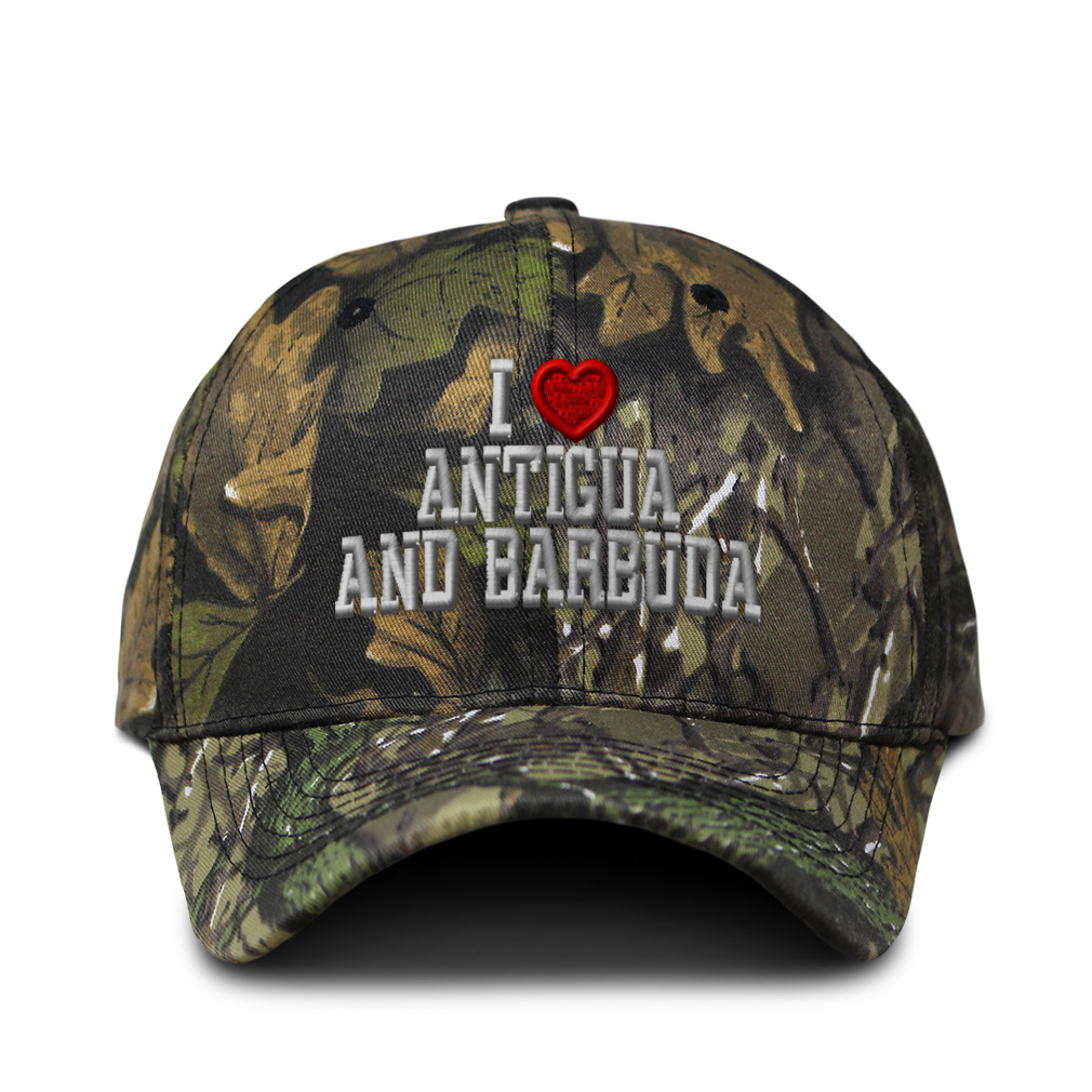Camo Baseball Cap I Love Antigua and Barbuda Hunting Dad Hats for Men & Women - Picture 8 of 11
